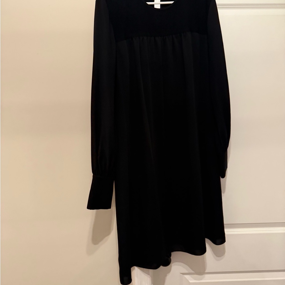 Elie Tahari Black Long-Sleeve A-Line Dress